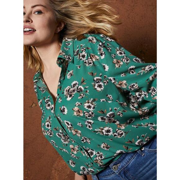 Torrid Madison Georgette Floral Lightweight Flowing Button-Up Long Sleeve Blouse - Picture 1 of 12